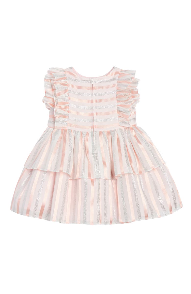 Pippa & Julie Joy Shimmer Stripe Dress & Bloomers, Alternate, color, Silver Lining