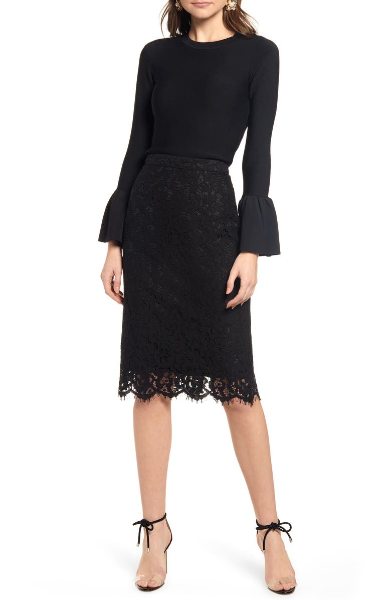 Rachel Parcell Lace Pencil Skirt, Main, color, 