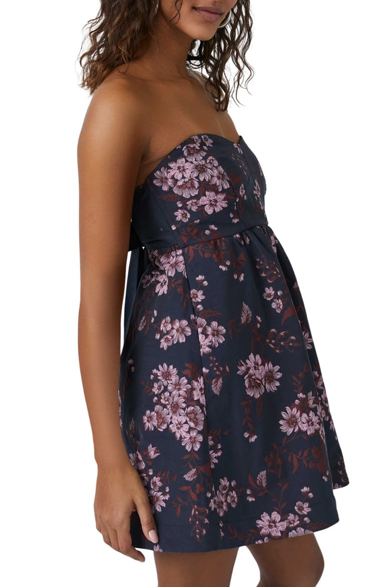 Matilda Tie Back Strapless Babydoll Minidress, Alternate, color, BLUE