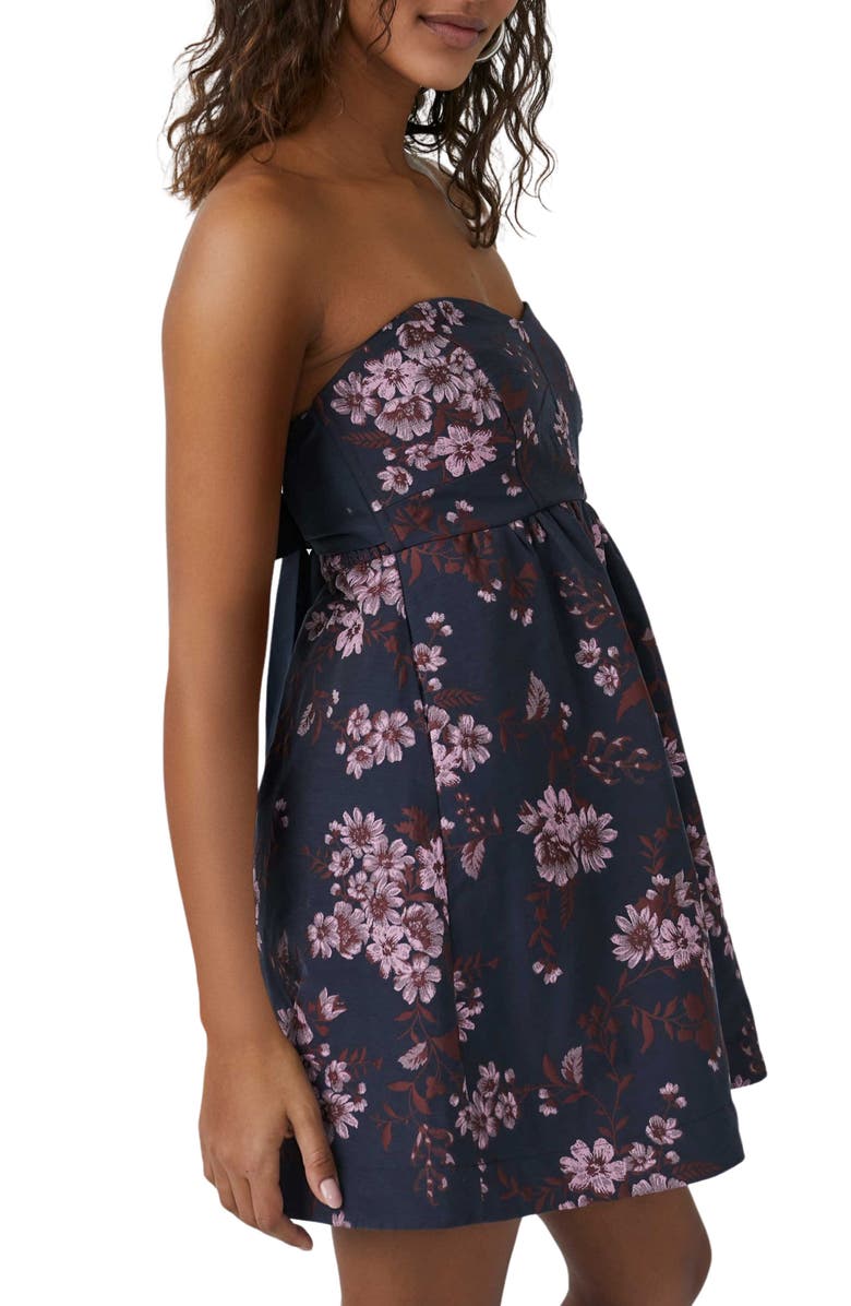 Free People Matilda Tie Back Strapless Babydoll Minidress, Alternate, color, 