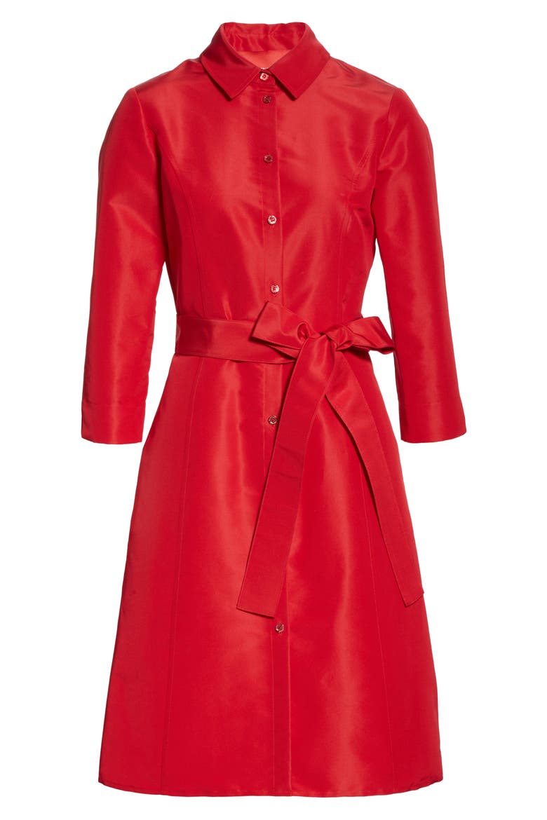 Belted Silk Shirtdress, Alternate, color, ICON RED