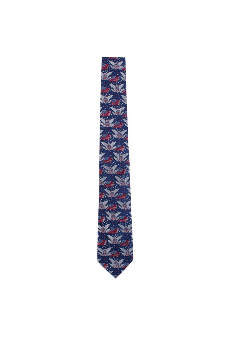 Legacy Soars Patriotic Bald Eagle Silk Novelty Necktie, Alternate, color, Navy Blue