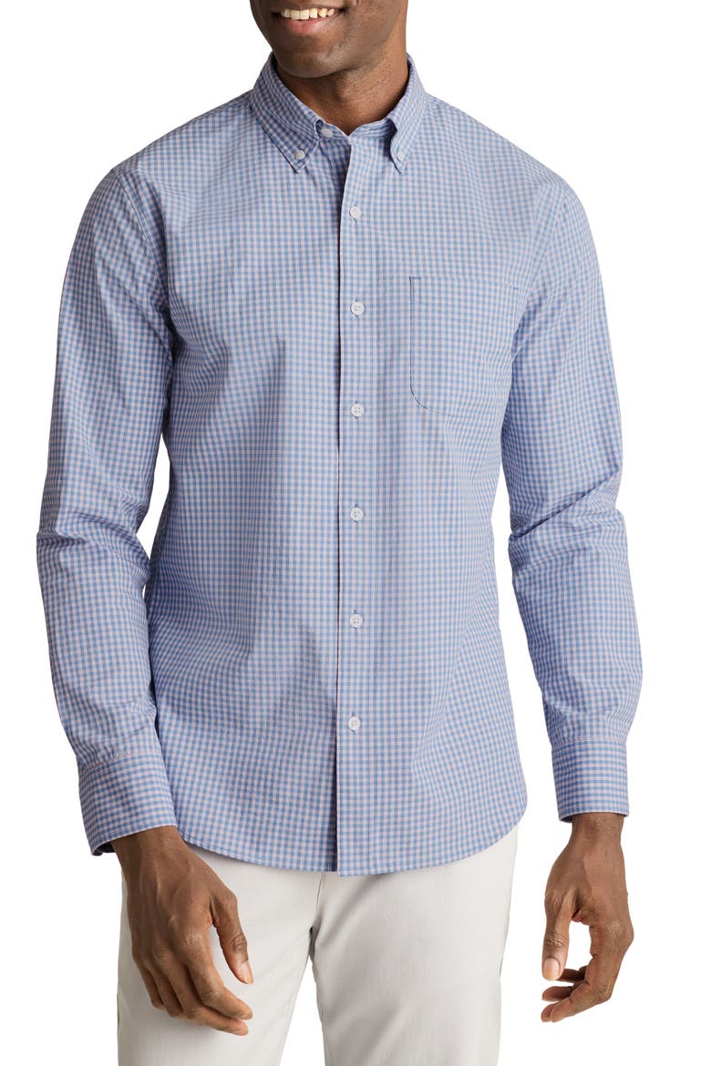 Raliegh Slim Fit Gingham Check Button Down Shirt, Main, color, BLUE/ PINK