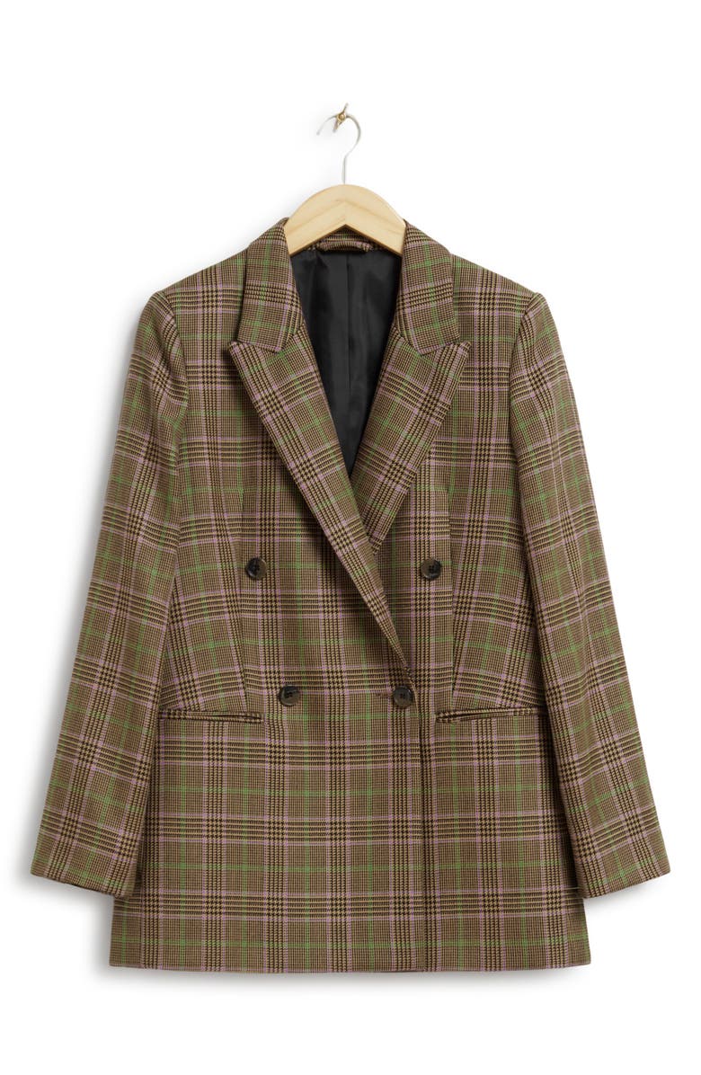 & Other Stories Plaid Oversize Wool Blazer, Alternate, color,