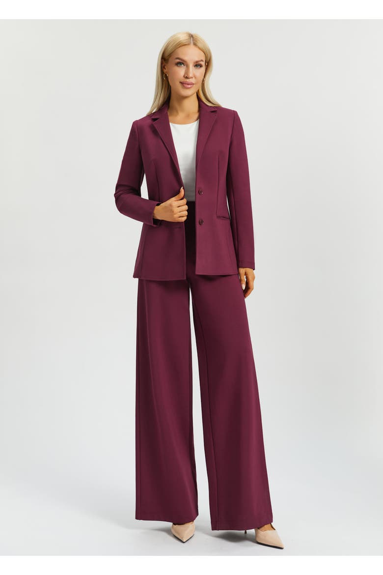 Classic Blazer Stretch Ponte, Alternate, color, Burgundy