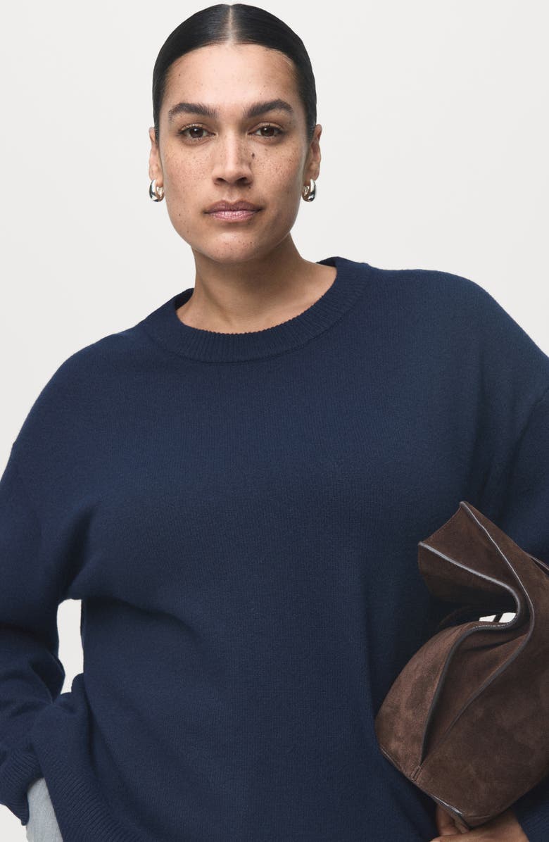 MANGO Crewneck Sweater, Alternate, color, Dark Navy