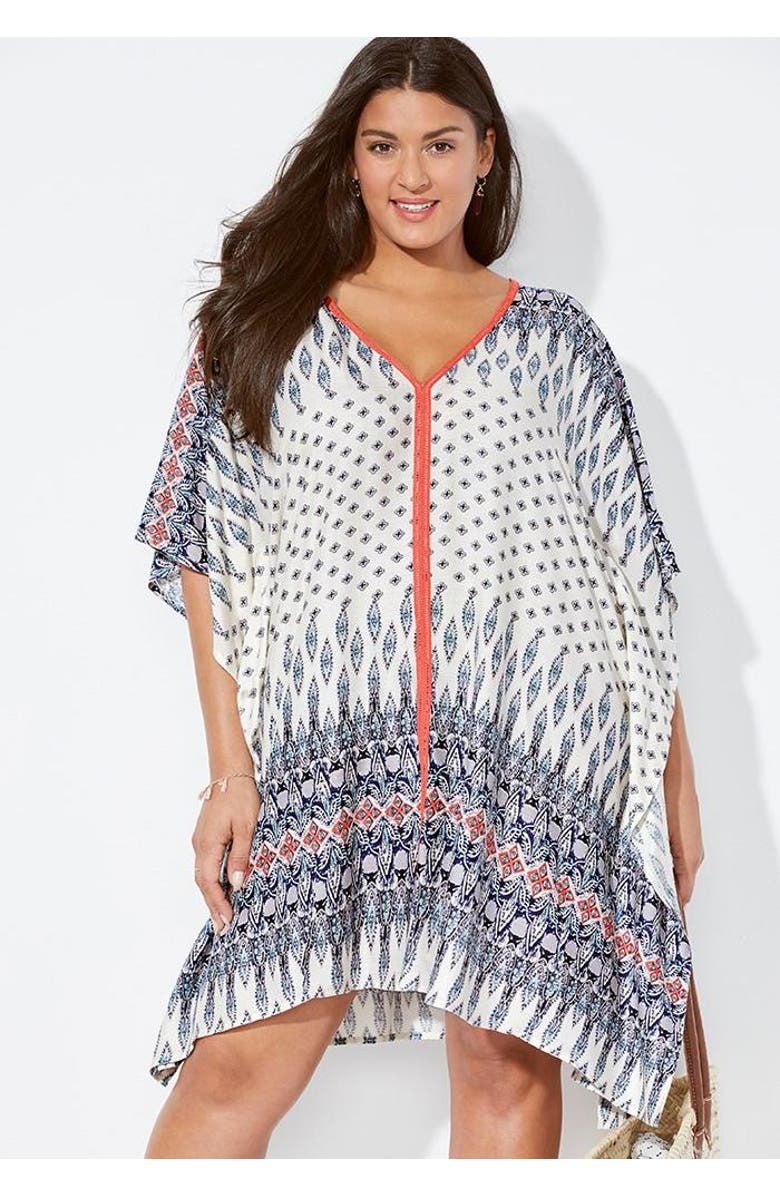 Swimsuits for All Kelsea Cover Up Tunic, Alternate, color, Blue Boho Coral