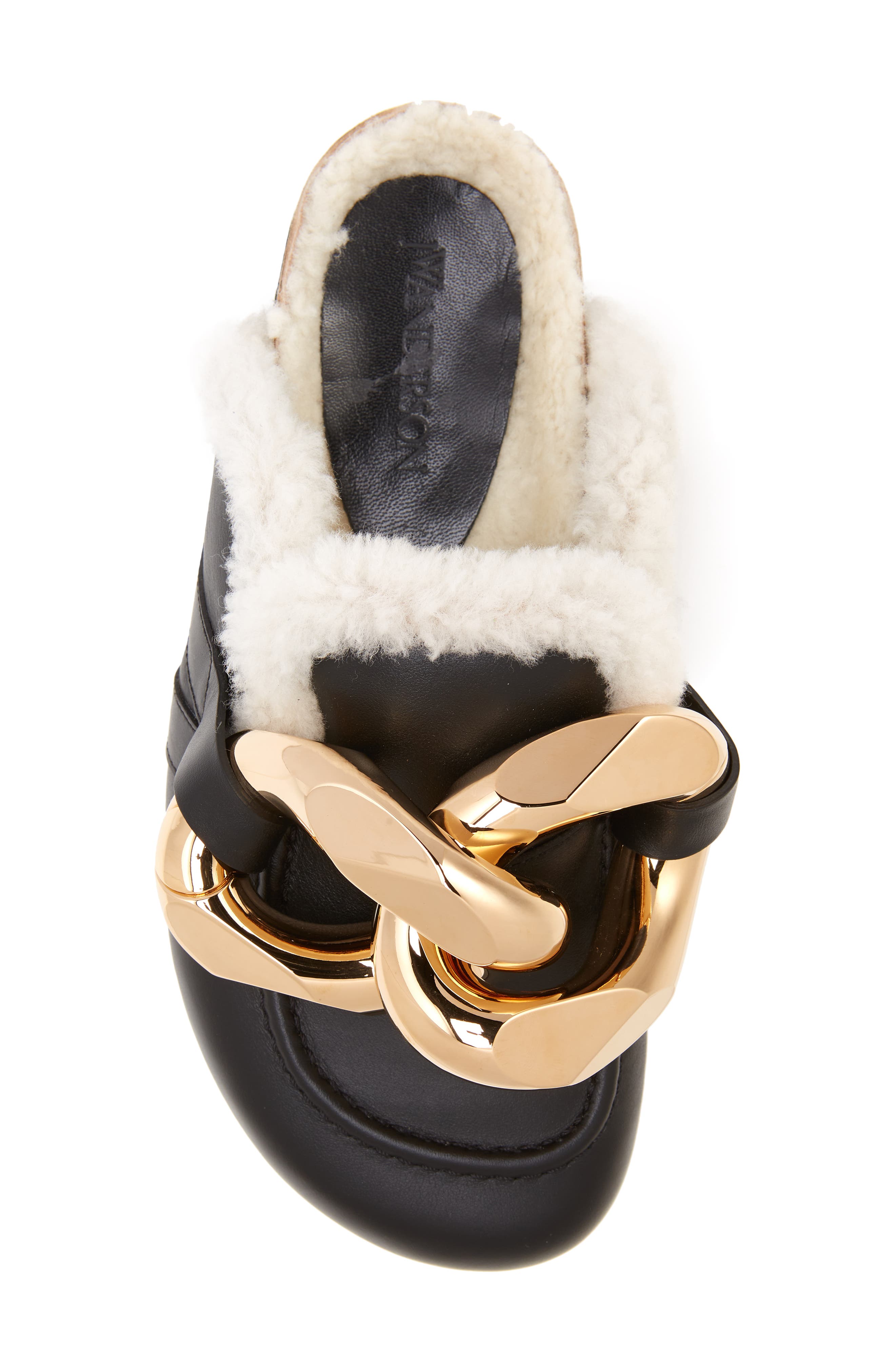 JW Anderson Chain Link Genuine Shearling Loafer Mule, Alternate, color, 