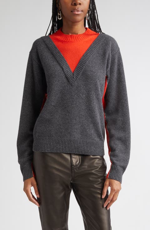 Wool & Cashmere Layered Mock Neck Sweater