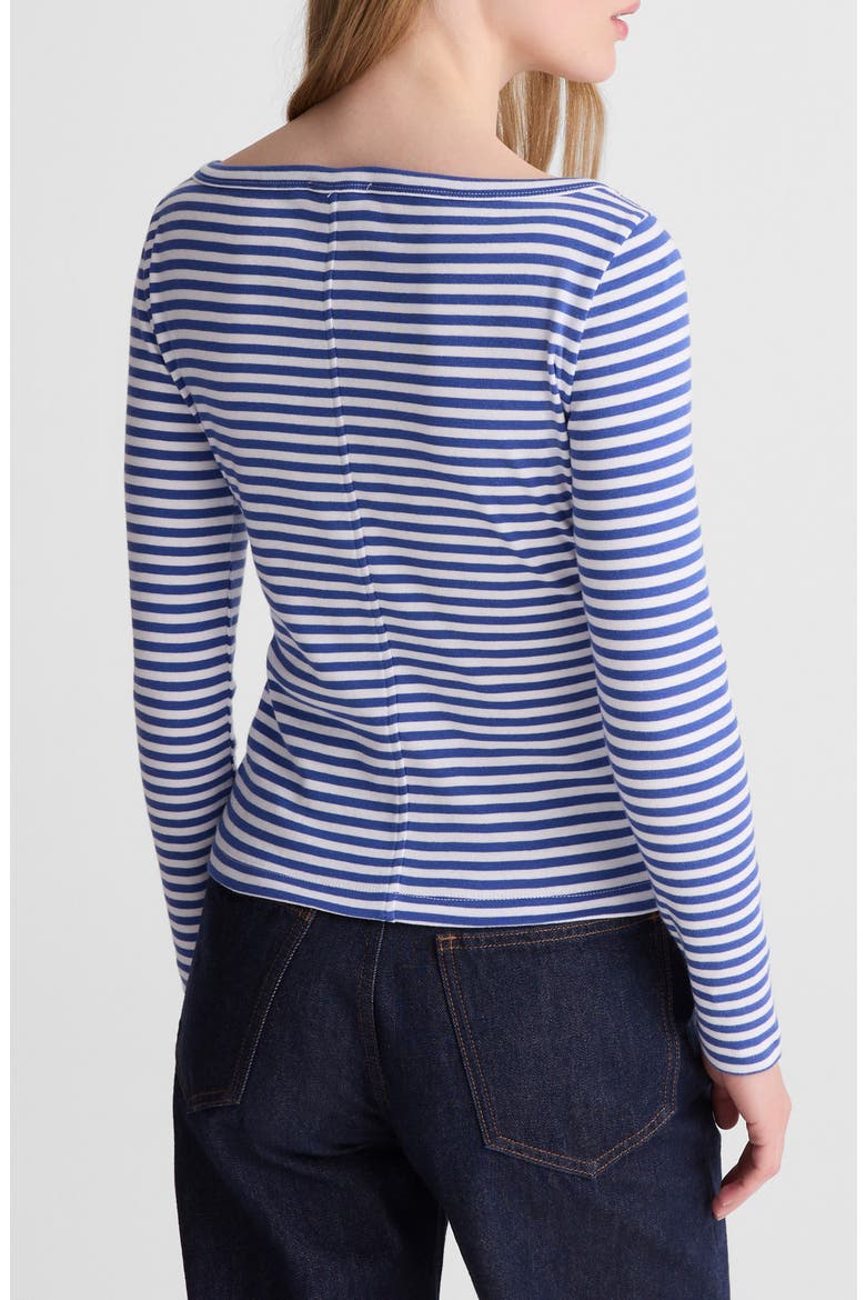 The '90s Stripe Cotton Boatneck T-Shirt, Alternate, color, FRENCH BLUE