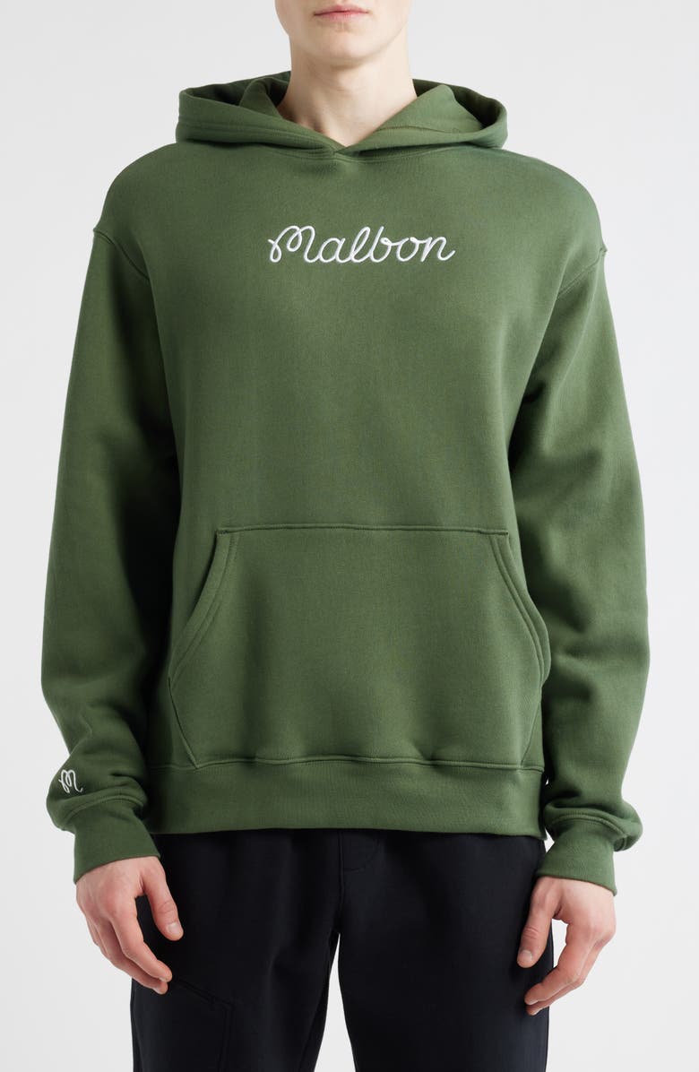 Malbon Golf Fesque Cotton Fleece Hoodie, Main, color, Olivine