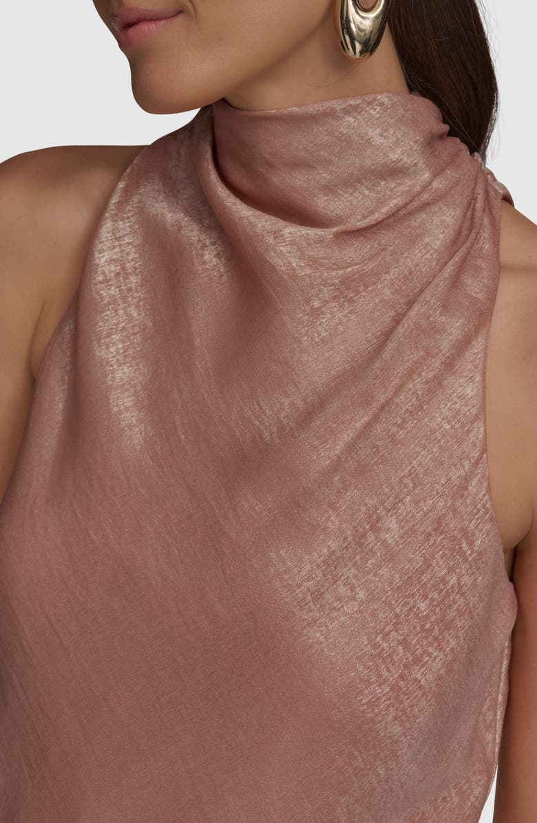 Donna Karan New York Cowl Neck Sleeveless Mixed Media Top, Alternate, color,