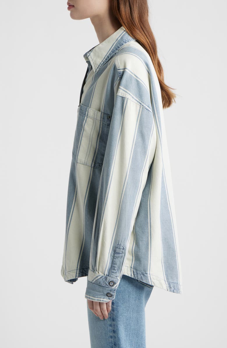 Free People Crossroads Stripe Button-Up Shirt, Alternate, color, Indigo Combo