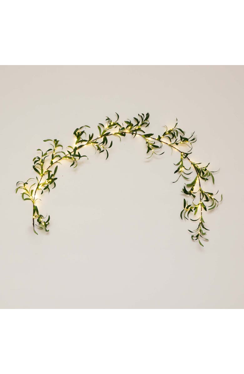 NEARLY NATURAL 6.5-ft Lighted Artificial Olive Garland with 100 Warm White LED Lights, Alternate, color, Green