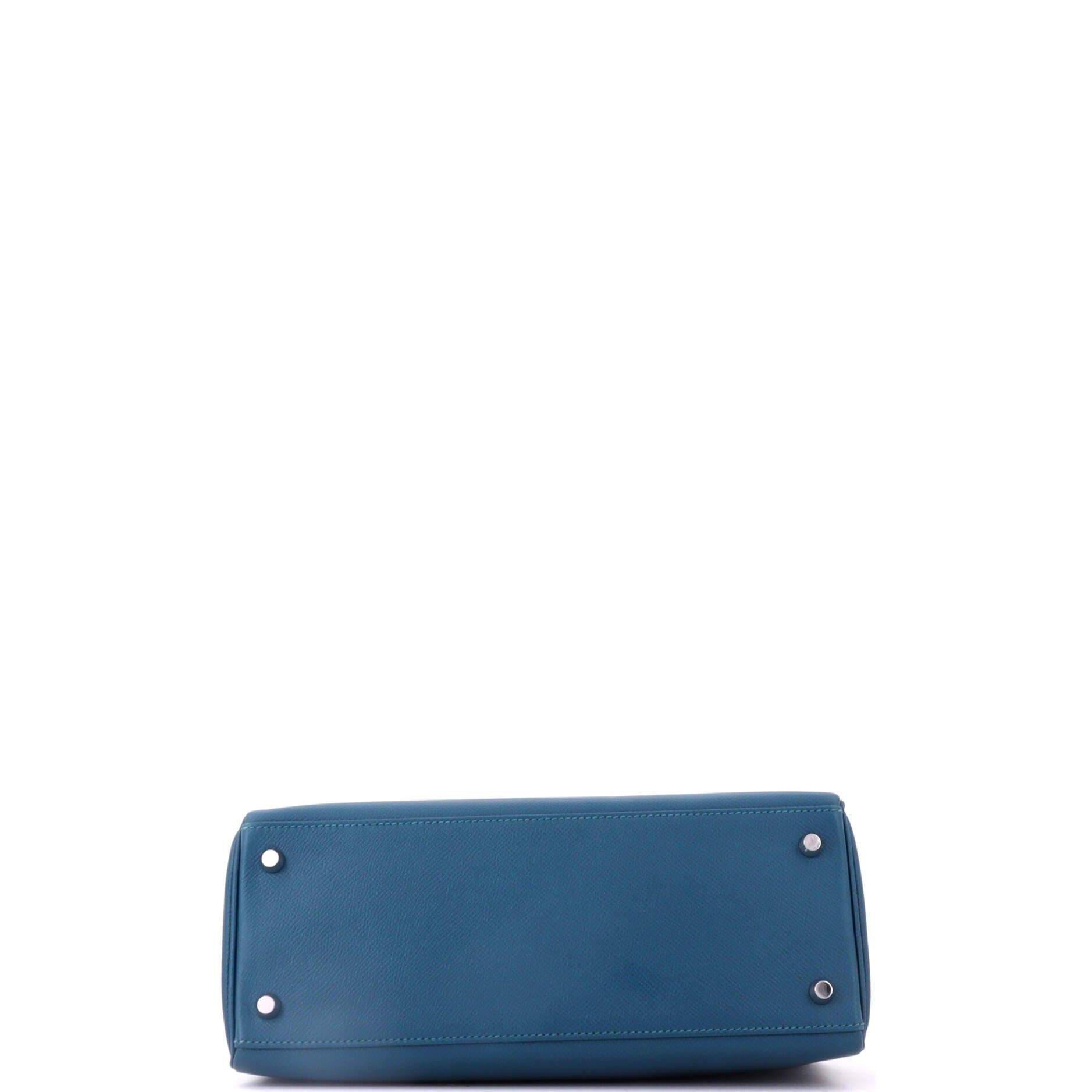 Kelly Handbag Blue Epsom with Palladium Hardware 28, Alternate, color, Colvert