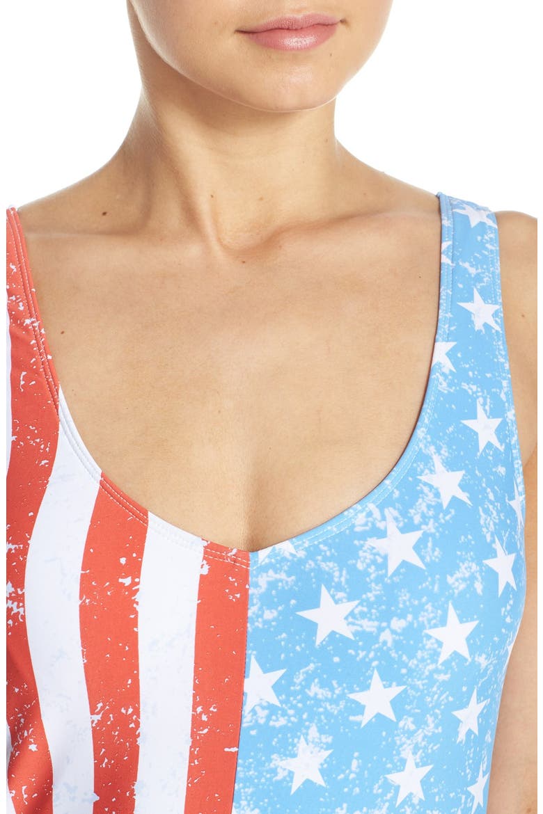 'American Flag - Stars & Stripes' One-Piece Swimsuit, Alternate, color, BLUE MULTI