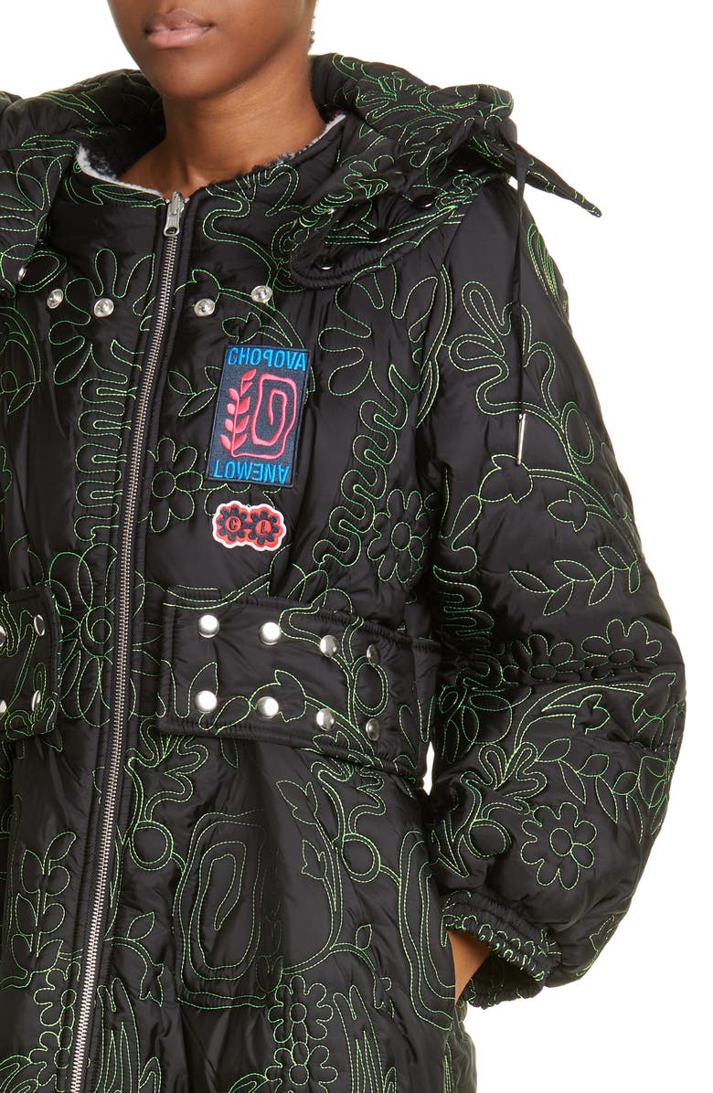 Chopova Lowena Floral Quilted Reversible Puffer Coat, Alternate, color,