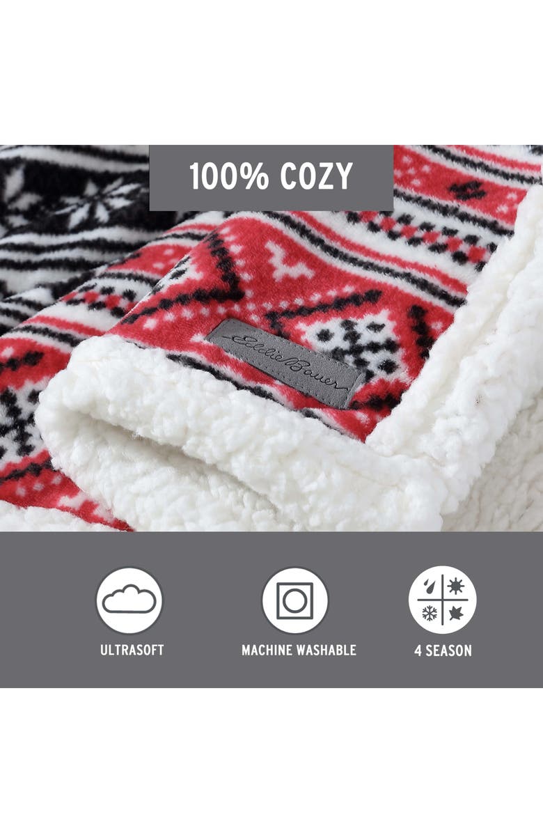 Eddie Bauer Classic Fair Isle Faux Shearling Throw Blanket, Alternate, color,