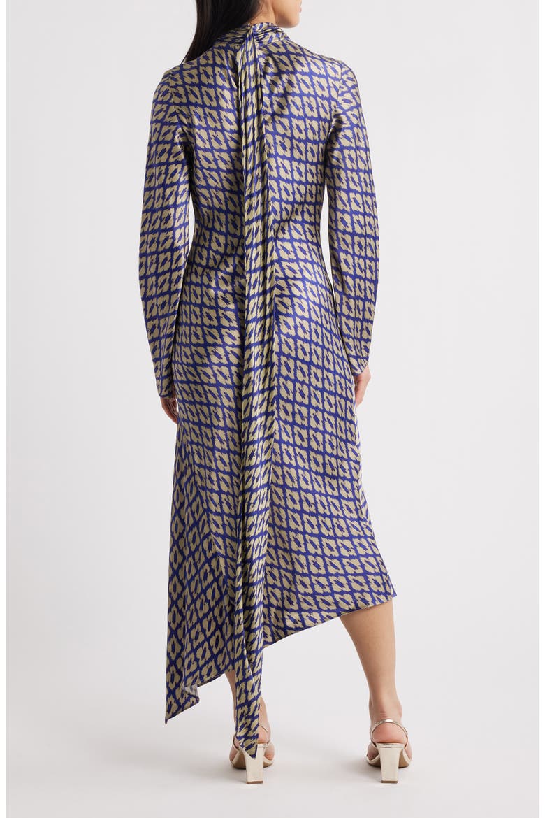 Neena Ikat Print Long Sleeve Asymmetric Cocktail Dress with Dupatta, Alternate, color, IKAT INDIGO
