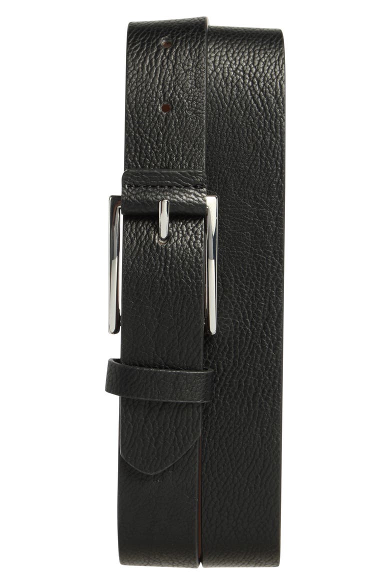 Leather Belt, Main, color, BLACK