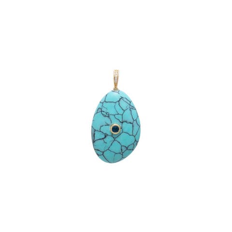 Colored CZ Bezel Natural Stone Pendant