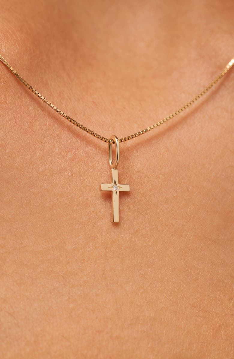 Ana Luisa Solid Yellow Gold - Diamond Cross Necklace, Alternate, color, Gold