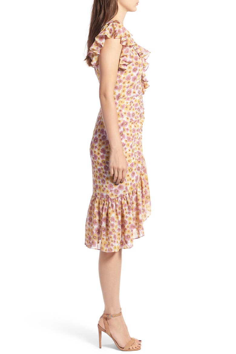 Daphine Midi Dress, Alternate, color, YELLOW WILDFLOWERS