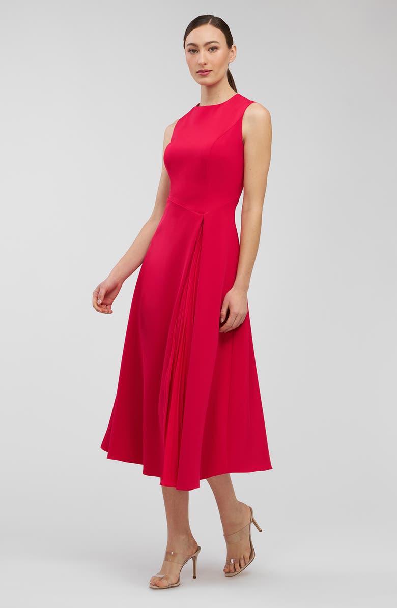 Kay Unger Elliot Chiffon Pleat Detail Cocktail Dress, Alternate, color, Lipstick