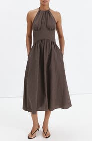 MANGO Gingham Halter Dress