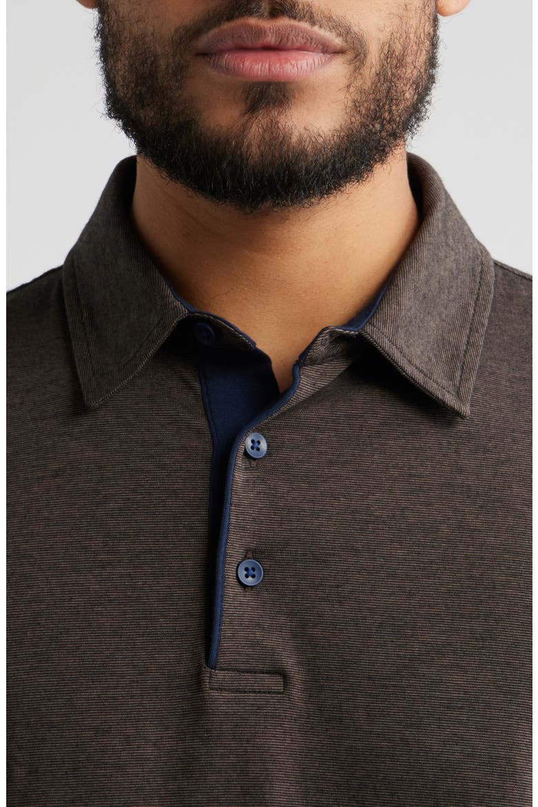 Fine Stripe Polo, Alternate, color, BROWN/ NAVY