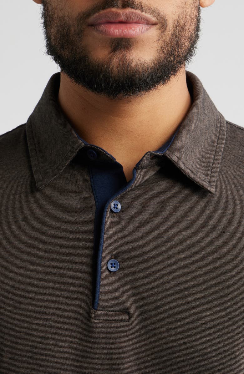 Johnston & Murphy Fine Stripe Polo, Alternate, color, Brown/ Navy