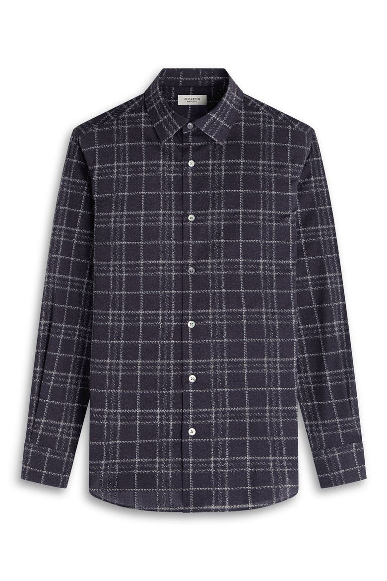 Julian Shaped Fit Plaid Stretch Button-Up Shirt, Alternate, color, BLACK