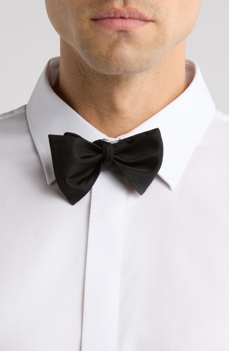 Nordstrom Trim Fit Non-Iron White Textured Cotton Tuxedo Shirt, Alternate, color, White Steven Texture