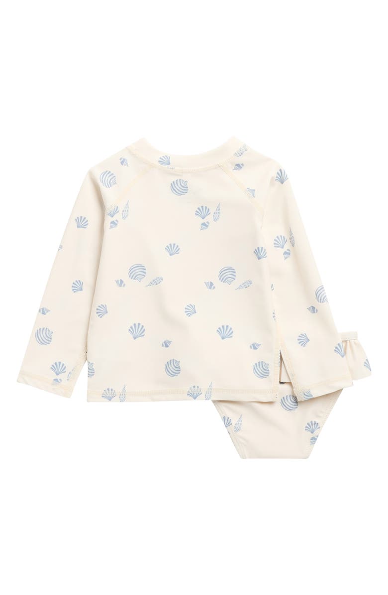 Rylee + Cru Seashells UPF 50+ Rashguard With Bottoms, Alternate, color, Natural