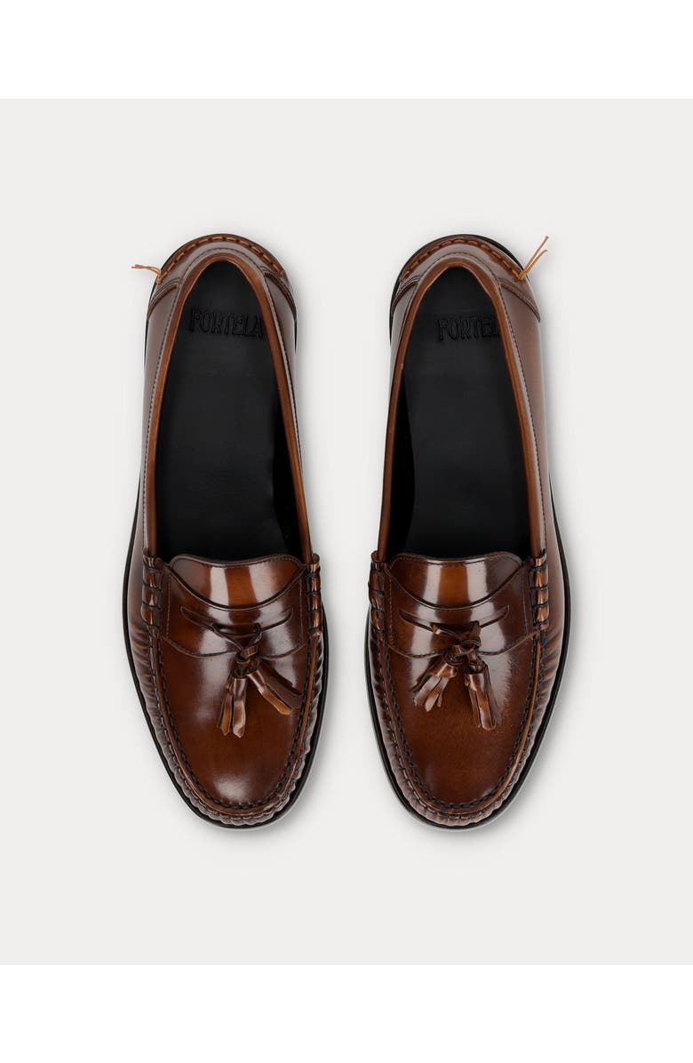 Fortela Sophie Calf Leather Tassel Loafers, Alternate, color, Light Brown