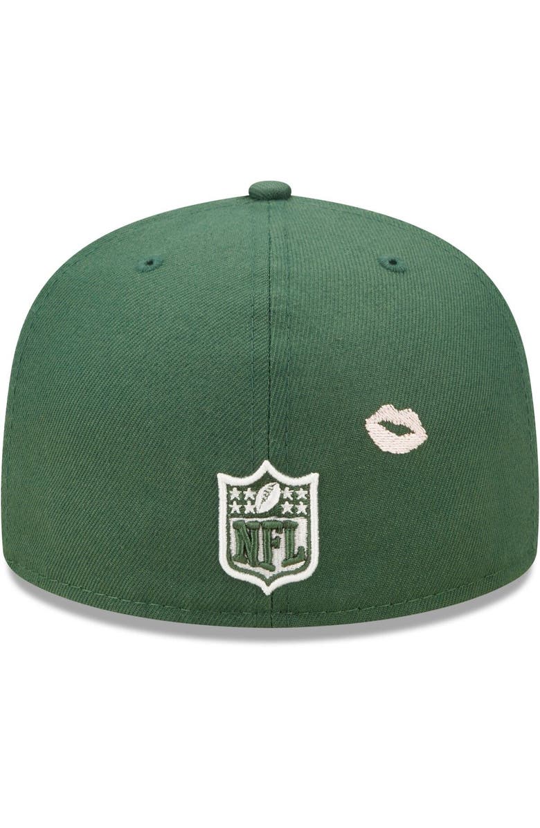 New Era Men's New Era Green Green Bay Packers Lips 59FIFTY Fitted Hat, Alternate, color, Green