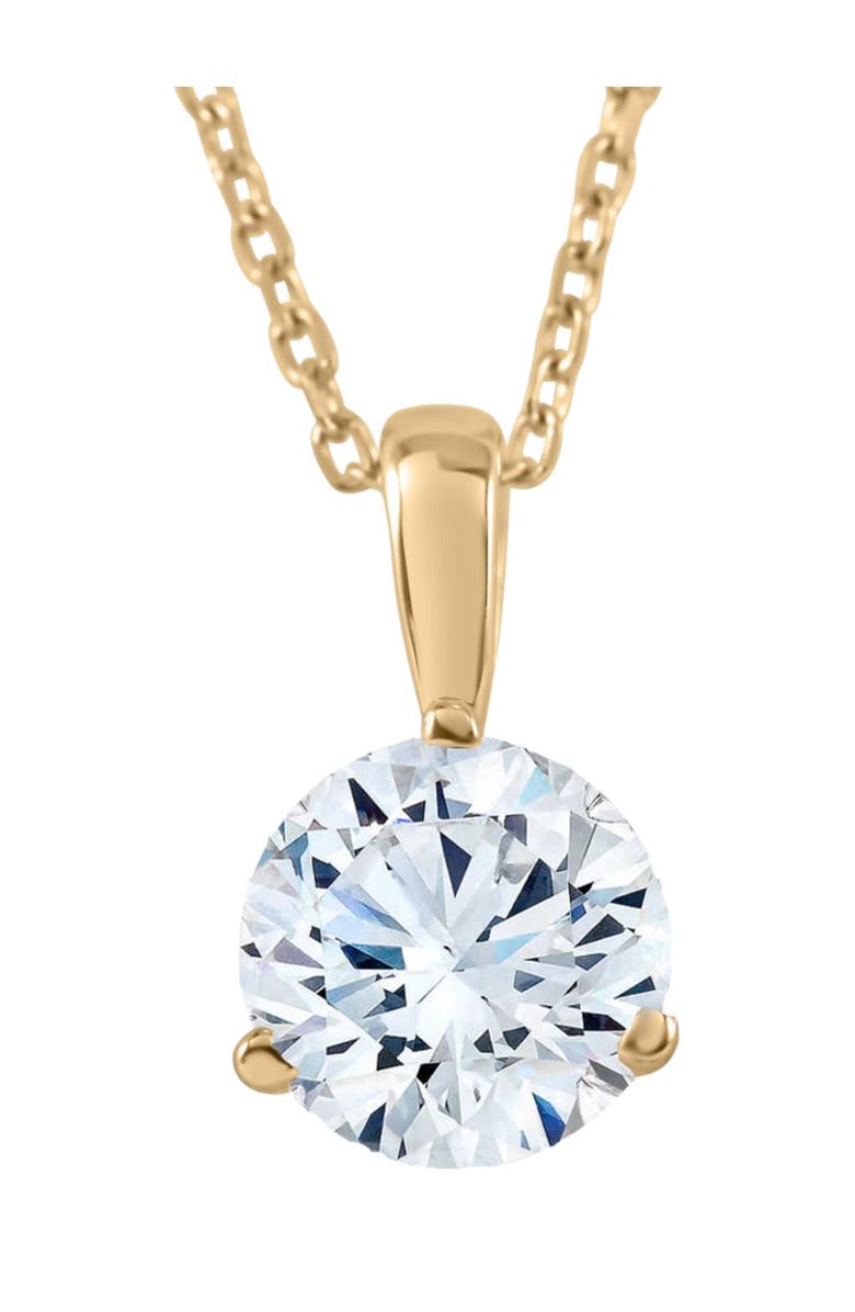 Bliss Diamond 1/3Ct Diamond Small Solitaire Pendant Lab Grown 14k Gold 3-Prong Necklace, Main, color, 14K Yellow Gold