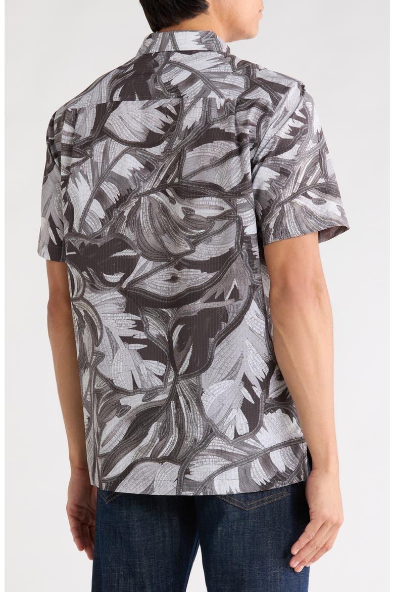 Bahama Coast Noir Fronds Short Sleeve Button-Up Shirt, Alternate, color, SHADOW