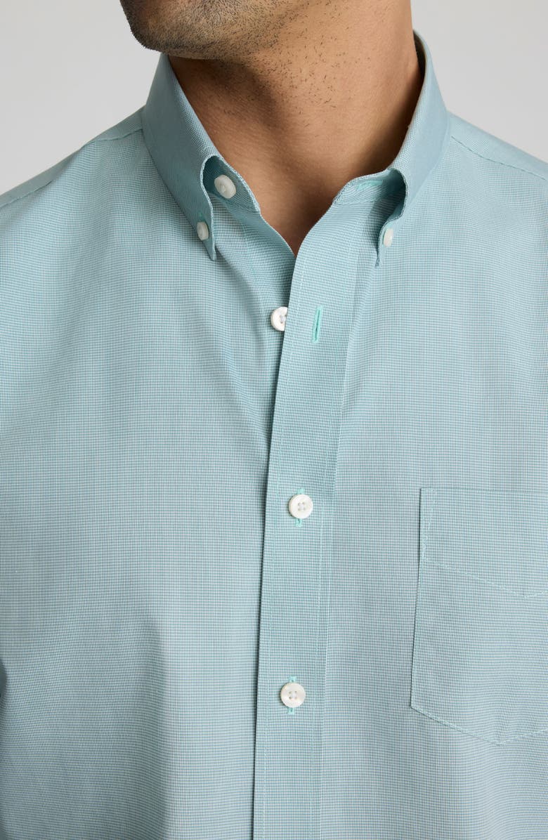 UNTUCKit Cadteto Microcheck Wrinkle Free Cotton Button-Down Shirt, Alternate, color, Green