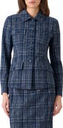 Akris Delia Plaid Wool Blend Tweed Jacket
