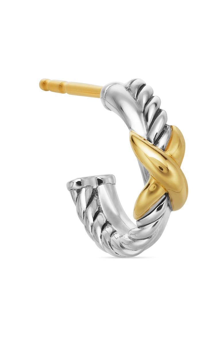 Petite X Mini Hoop Earrings with 18K Yellow Gold, Alternate, color, DIAMOND/SILVER/ GOLD