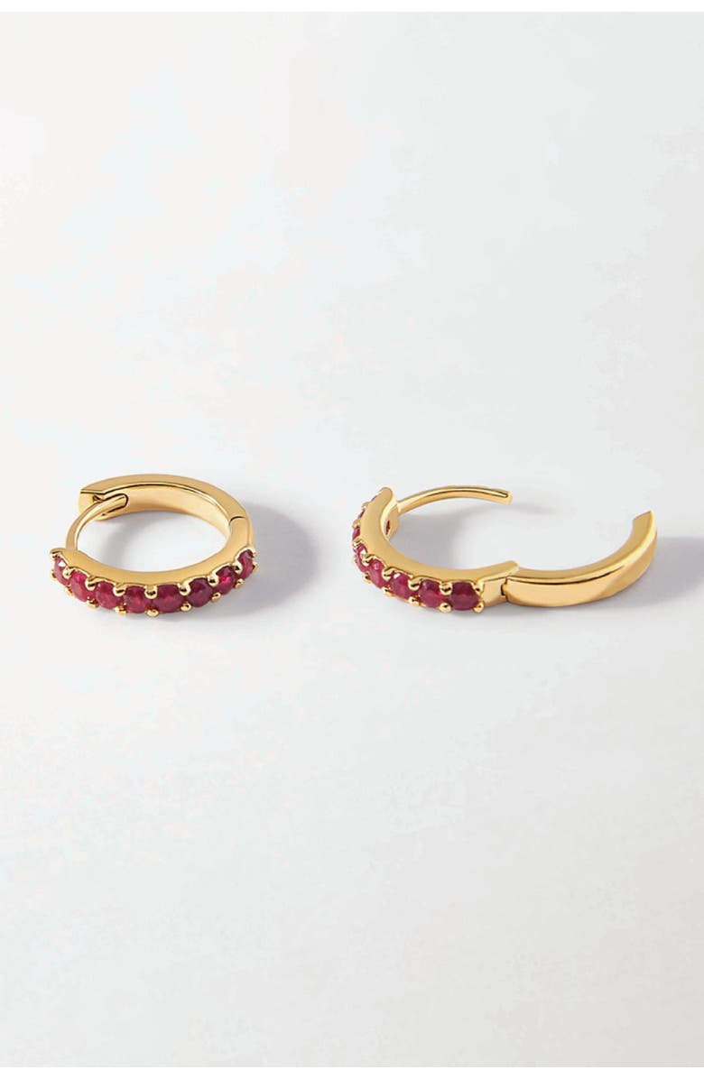 Edge of Ember Ruby Pave Huggie Earrings, Alternate, color, Ruby