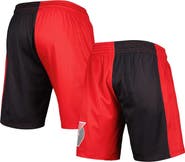 Mitchell & Ness Men's Mitchell & Ness Black/Red Portland Trail Blazers Hardwood Classics 1996 Split Swingman Shorts
