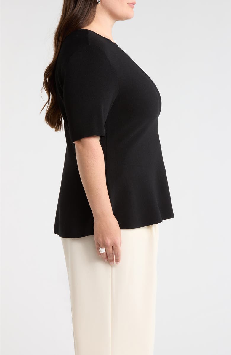 Nordstrom Short Sleeve Peplum Sweater, Alternate, color, Black