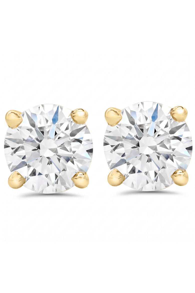 Certified 1/2Ct TW Natural Diamond Screw Back Studs Gold Earrings, Main, color, 14k Yellow Gold
