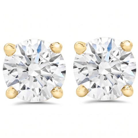 Certified 1/2Ct TW Natural Diamond Screw Back Studs Gold Earrings