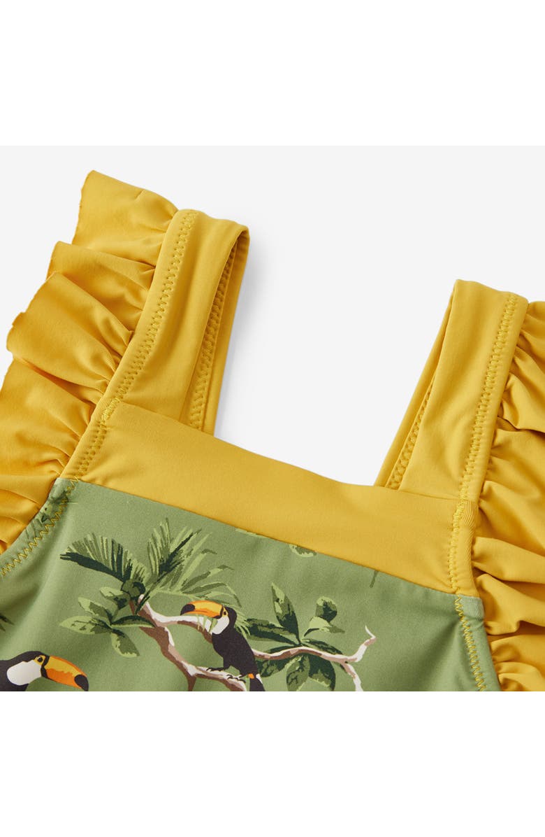 Milkbarn Ruffle Square Neck Swimsuit, Alternate, color, Toucan