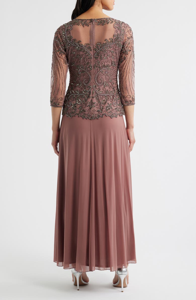 Pisarro Nights Pisaro Nights Beaded Mesh Mock Two-Piece Gown, Alternate, color, Mauve 661
