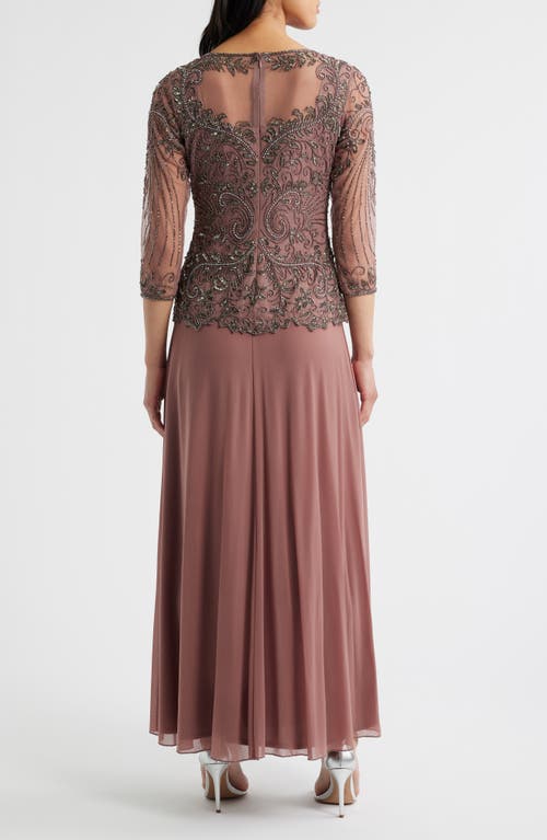 Pisarro Nights Pisaro Nights Beaded Mesh Mock Two-piece Gown