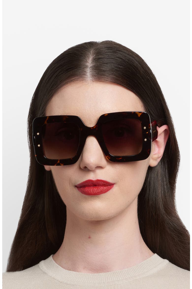 50mm Square Sunglasses, Alternate, color, HAVANA/ BROWN